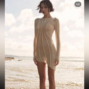 NWT SAMI MIRO VINTAGE Asymmetric Baby Rib Mini Dress in White